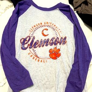 Clemson baseball distressed quarter-length shirt